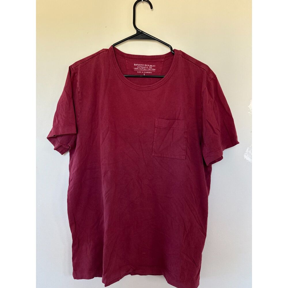 Banana Republic Burgundy 100% Supima Cotton Pocket Tee - Size Large